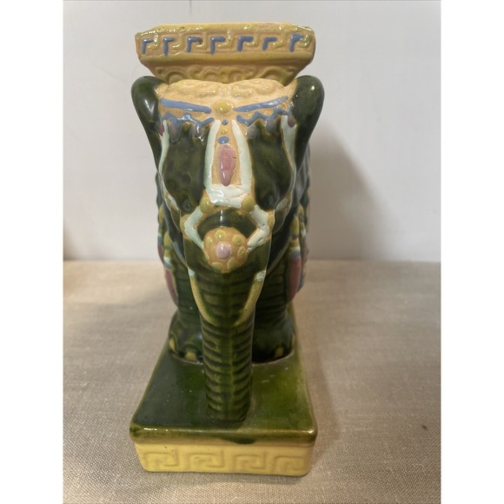 Mid Century Modern Chinoiserie‎ Ceramic Emerald Green Elephant Ashtray - Picture 2 of 7